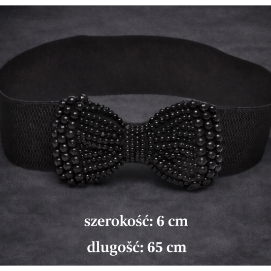 Elastyczny pasek z kokardą – czarny, elegancki glamour.